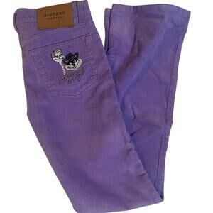 NWT History Iceberg Purple Corduroy Jeans Size 24 Italy Vintage 90s Embroidered